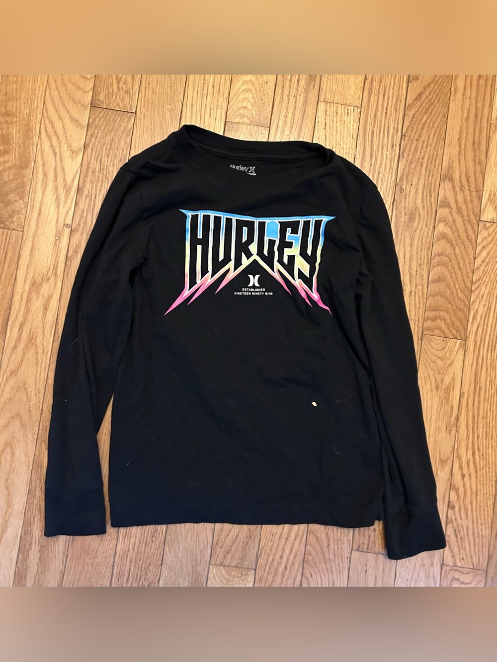 Older Boys Hurley Boys Black Long Sleeve Bright Logo Tee Size S (8-10)